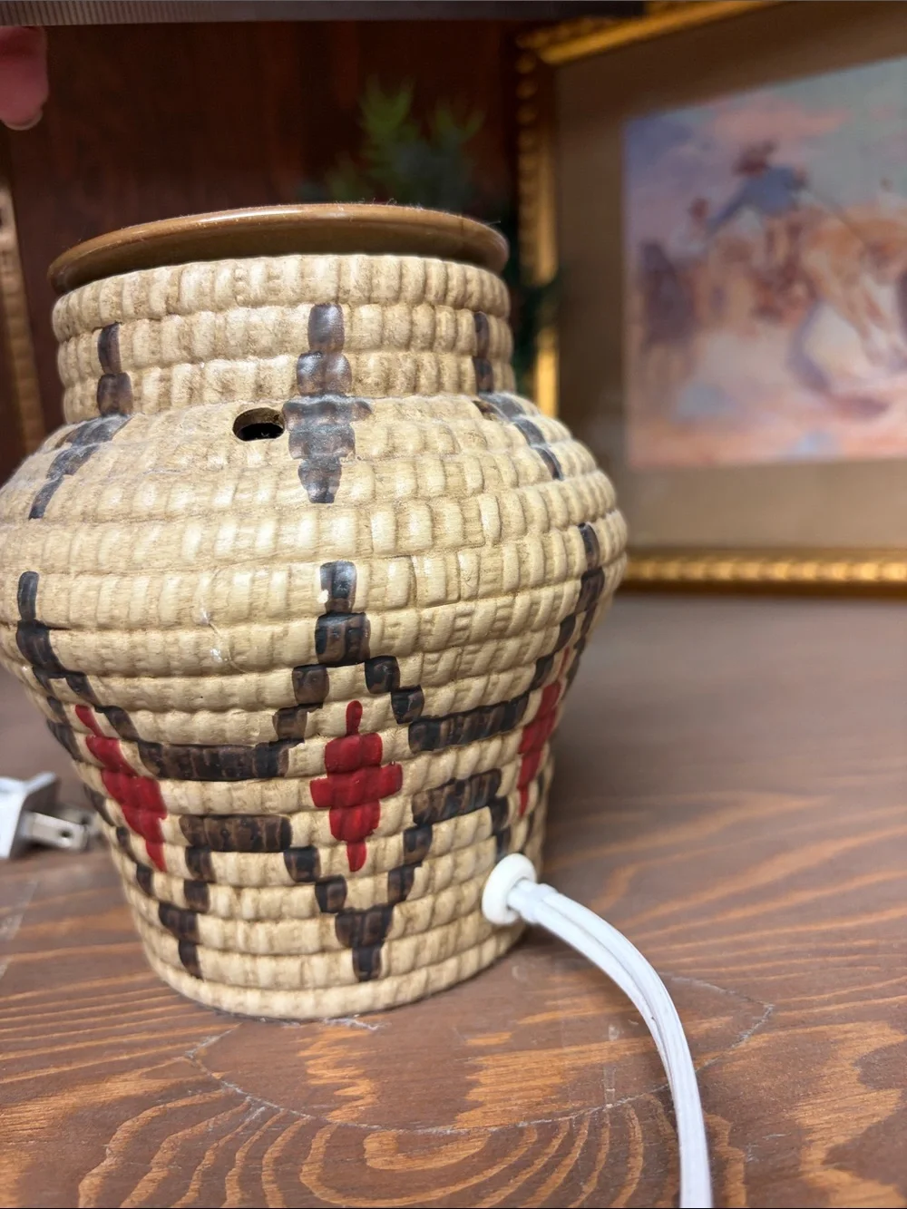 Woven Electric Fragrance Warmer in Natural and Red